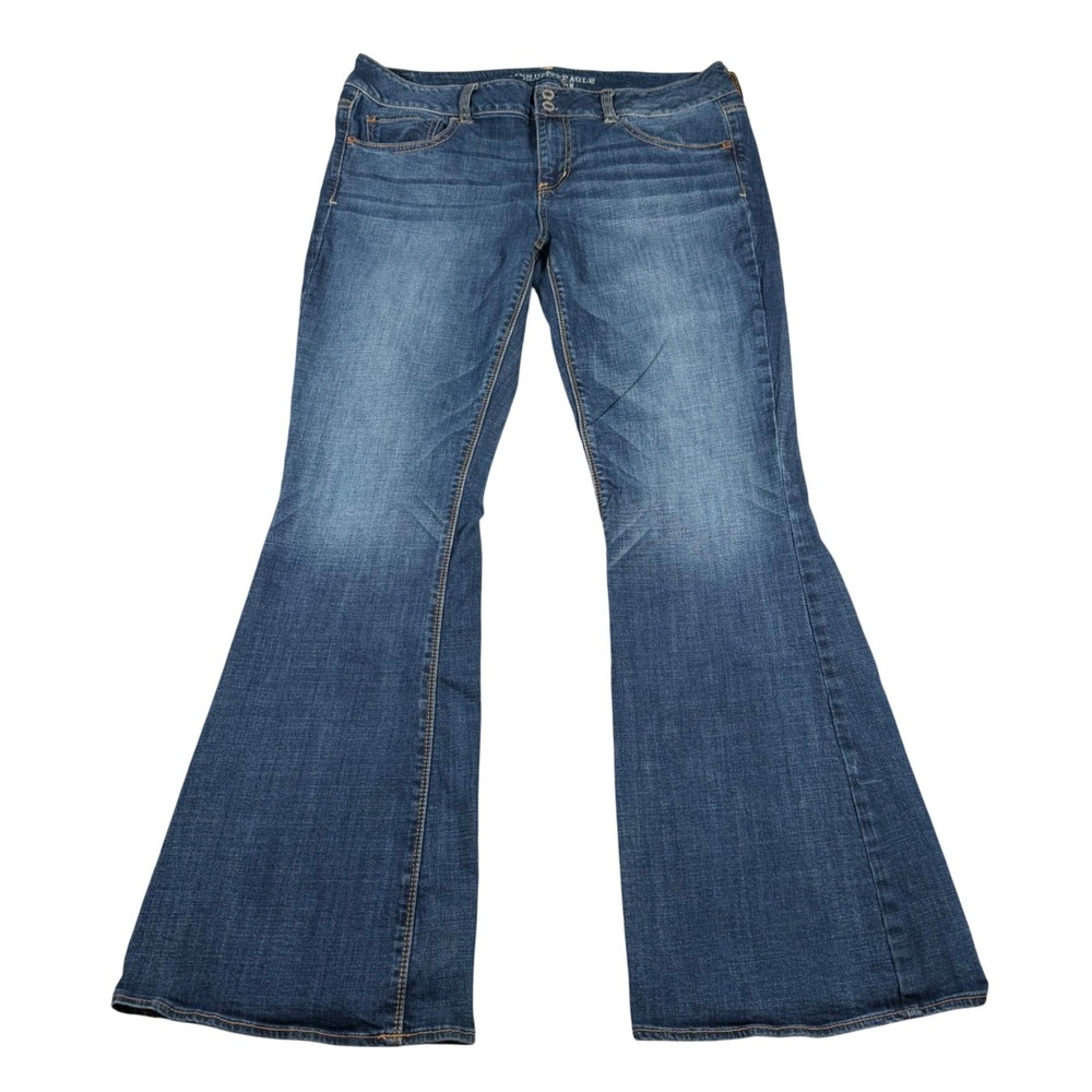 American Eagle Artist Super Stretch Jeans Women 14 (FITS 35x31) Blue Flare